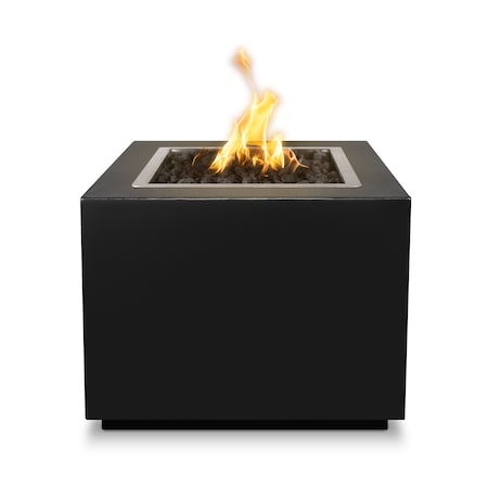 The Outdoor Plus 48 Square Forma Fire Pit, Powder Coated Metal, Black, Plug & Play Electronic Ignition, Liquid Propane OPT-48PCSQEKIT-BLK-LP